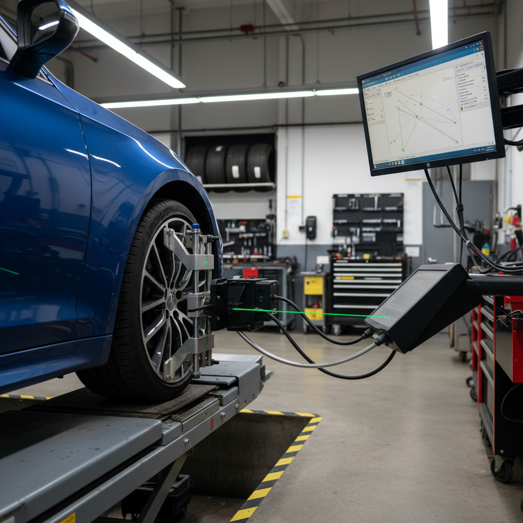 Wheel alignment machine attached to a vehicle wheel